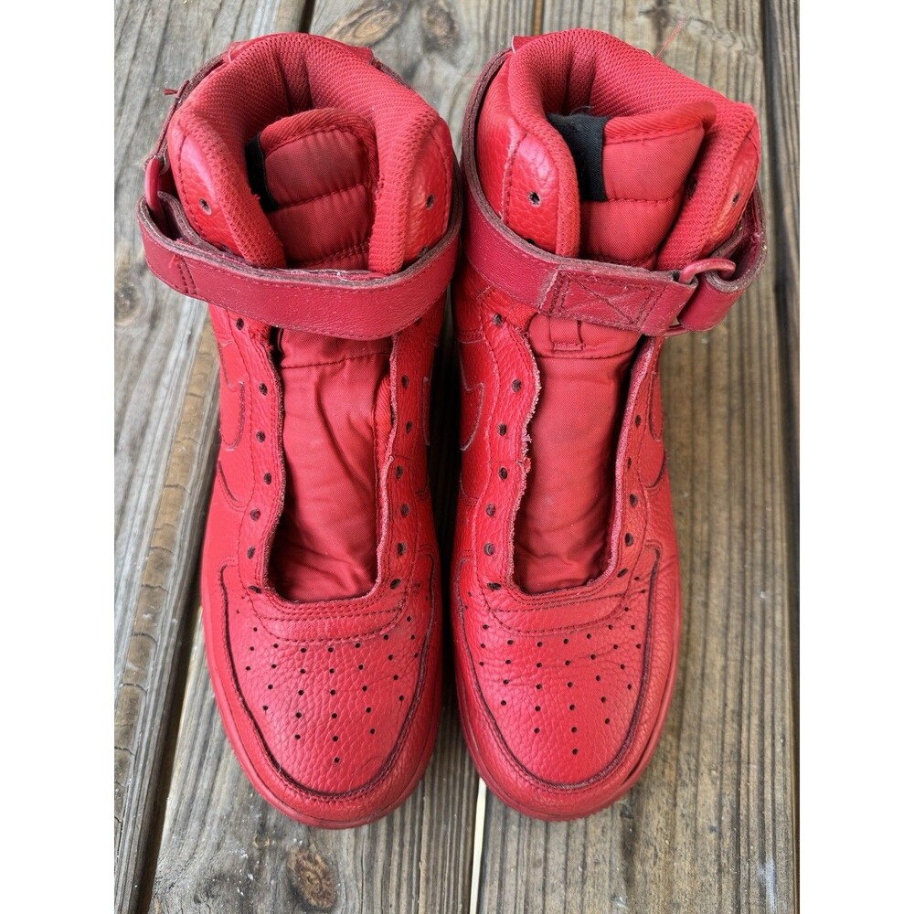 Nike Air Force 1 High Top Red Tumbled Leather Shoes Mens Size 9 AO2440-600 - Picture 3 of 11